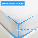 Dubbele Matrasbeschermer Waterdicht 180 x 200 cm Microvezel Matrasbeschermer Zachtschuim Matrasbeschermer met Hoeken Hypoallergeen Mijtbestendig en Antibacterieel Wit