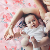 Babydeken, uniseks, 75 x 100 cm, voor pasgeborenen, dik, superzacht, roze bloemen, slaapdeken voor peuters, kinderen, baby's, meisjes, jongens, kinderkamer, dekbed, geschenken