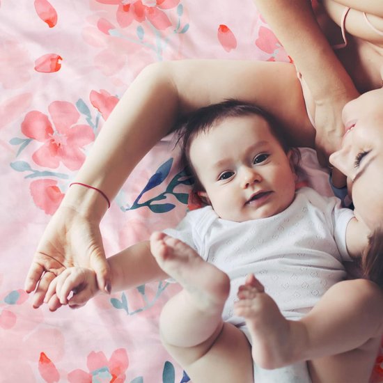 Babydeken, uniseks, 75 x 100 cm, voor pasgeborenen, dik, superzacht, roze bloemen, slaapdeken voor peuters, kinderen, baby's, meisjes, jongens, kinderkamer, dekbed, geschenken