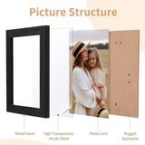 fotolijstenset 10 x 15 cm, 10 stuks fotolijsten, houten fotolijsten in vintage stijl met HD-acrylglas voor wand- en tafelweergave in de woonkamer, slaapkamer, kantoor of hal (zwart)