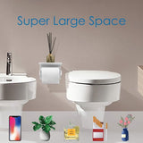 Toiletrolhouder met plankje, roestvrij staal, voor aan de muur, zelfklevend, je hoeft niet te boren, voor badkamer, toilet, keuken, zilverkleurig