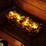 Kandelaar van hout - theelichthouder met vlinders en harten - houten lichtschaal - modern kaarsbord als tafeldecoratie - decoratief windlicht (kandelaar-wit)