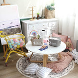 mini vierkante grijze en witte themamanden, opbergmanden van 100% linnen en katoen, opbergmanden voor planken en bureaus, set van 4