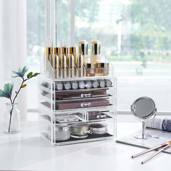 SONGMICS Cosmetica-organizer van acryl voor opslag in de badkamer in de slaapkamer van lippenstift sieraden nagellak (3 delen)