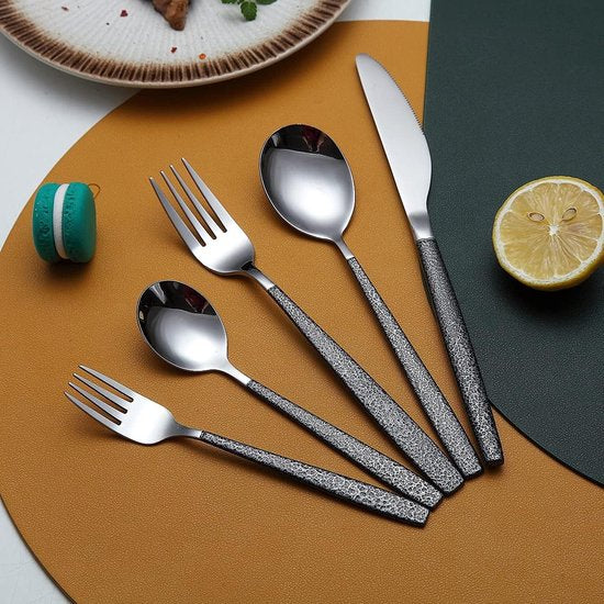 Bestekset 30 stuks coating met zwarte Marsgreep, roestvrij stalen mes lepel vorken bestekset bestek set bestek set service voor 6 personen