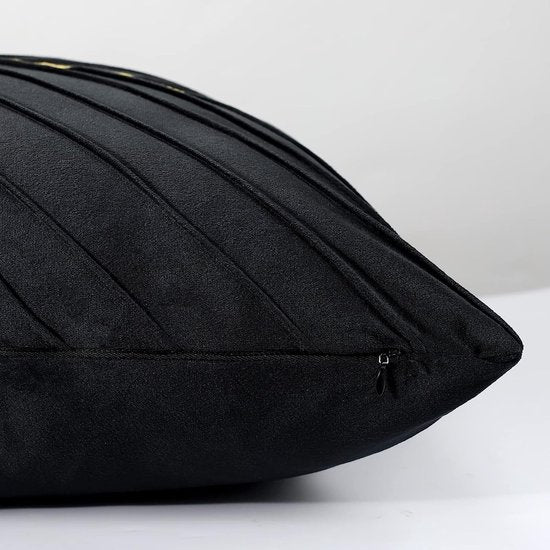 Kussenhoes zwart 45 x 45 cm decoratief kussen sofakussen zacht bankkussen kussenhoes sierkussenhoes verborgen ritssluiting voor woonkamer slaapkamer set van 2