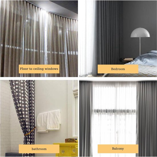 5 meter gebogen gordijnrail met stille rollen, flexibele gordijnrail, buigbare plafondhouder, gordijnscheidingswand, zacht raamrailsysteem, accessoires met 38 haken (128 stuks)