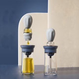 2 stuks oliefles met kwast siliconen, 2-in-1 oliefles siliconen kwast, olijfolie fles met kwast, oliedispenser met kwast voor keuken, bakken, koken, gebakkwast (180 ml / 6,3 oz)