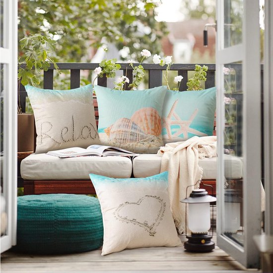 Waterdichte kussenhoezen, decoratieve vaste stof, waterdichte kussenhoes, sierkussen, sofakussen, kussensloop voor bank, balkon, terras, patio, tuin, outdoor, zandstrand