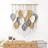 Macramé wandtapijt, groot wandtapijt, geweven wandtapijt, boho, macramé, wandtapijt, geweven wandtapijt, bladveer, wanddecoratie, chique geweven kunst voor slaapkamer, woonkamer, decoratie