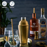 10-Delige Gouden Cocktail Set, Complete Geschenkset met Roestvrijstalen Cocktailshaker, Schenktuit, Muddler en Meer