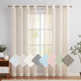 Doorschijnend gordijn met oogjes, transparant gordijn, set van 2, lichtbeige, 225 cm