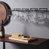 Wijnglashouder, 4 stuks glashouders om op te hangen, metaal, wijnglazen, houder, glazenrailhouder, onder kast, hangend wijnglasrek voor keuken, bar, restaurant, 30 cm, zwart