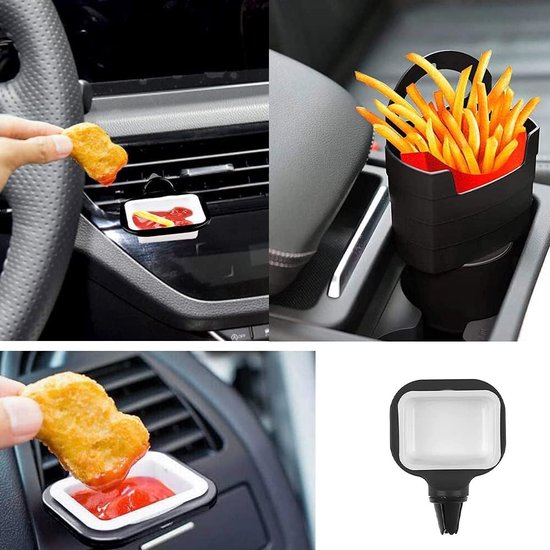 friethouder, friethouder in de auto, frietstandaard, sauzenhouder in de auto, friethouder kunststof standaard, frietbekerhouder, auto saushouder, auto-interieur