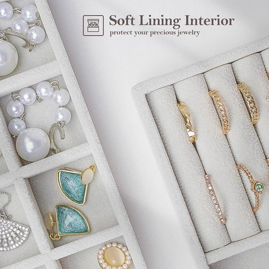 Sieradendienblad-organizer met 4 sieradenschalen, stapelbare sieradenlade-organizer, sieradenopslag voor oorbellen, ringen, grijs