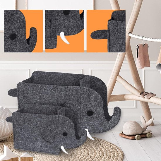 2 stuks opbergdozen voor kinderen, vilten opvouwbare speelgoedkist, organizer, mand in olifantenvorm, 30 liter opbergdozen voor kinderkamer, opbergdozen van stof, wasmand voor thuis