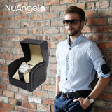 Horlogedoos van PU-leer, opbergdoos met één display voor polshorloges en slimme horloges, houder met kussen, sieradendrager geschenkdoos voor dames/heren, verjaardag (zwart) Excl. Horloge