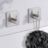 Toiletpapierhouder zonder boren, zelfklevende toiletpapierrolhouder, roestvrij staal, wc-houder, rolhouder, papierhouder met 2 stuks handdoekhaken voor badkamer en keuken, zilver