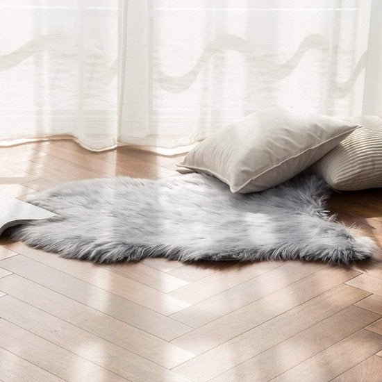 Nepbont Vloerkleed Pluizig Zacht Warm Modern Vloermat Bankmat Imitatiebont Deco Bont Onregelmatig Bedmat Wol Lang Haar Optiek Gezellig