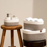 Opbergmand van katoenen touw gevlochten mand voor planken kasten baby slaapkamer mokka