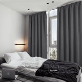 Thermogordijn, curtains with pleated tape, opaque, soundproofing, 260 x 140 cm (height x width), dark gray, set of 2. Thermogordijn, gordijnen met plooiband, ondoorzichtig, geluidsbescherming, 260 x 140 cm (hoogte x breedte), donkergrijs, set van 2.