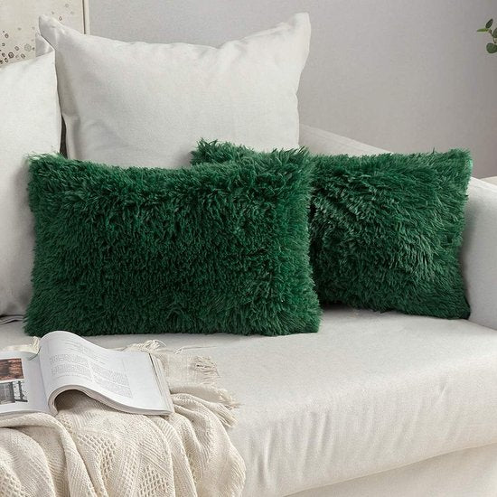 set van 2 zachte, kunstbont kussenslopen, set kussenslopen voor de sofa, slaapkamer of auto, 45 x 45 cm set van 2 zachte, kunstbont kussenslopen, geschikt voor de sofa, slaapkamer of auto, 45 x 45 cm