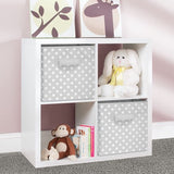 Set van 2 opbergdozen (klein) – gestippelde dozen voor het opbergen van orde in de slaapkamer, kledingkast, hal enz. – kleine stoffen box voor speelgoed, accessoires enz. – grijs/wit