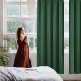 Verduisterend raamgordijn, Grárdine, gordijnen, zonwering met plooiband, dik thermogordijn, bescherming tegen kou, hitte, 290 x 140 cm (hoogte x breedte), bosgroen, set van 2