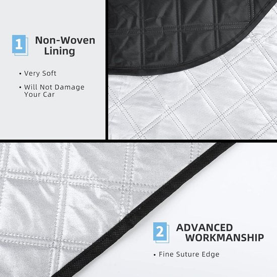 Voorruitcover anti-vries/sneeuw, zonnescherm, aluminium, beschermfolie voor ruitenwisser