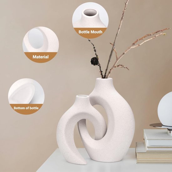 Witte keramische vaas, set van 2 pampasgras vazen Witte keramische vaas, set van 2 pampasgras vazen