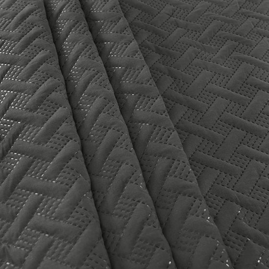 WOLTU - Sprei, bedsprei met geometrisch patroon - slaapkamer woondeken, zacht en huidvriendelijk - dekbed van microvezel met ultrasoon genaaid en gewatteerde deken - 220x240 cm, donkergrijs