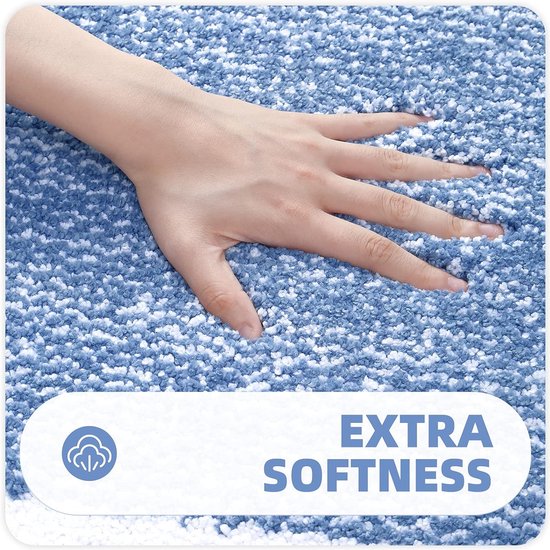 60 x 110 cm Microfiber Zachte Badmat, Antislip Badkamermat Machinewasbaar, Douche Waterabsorberend Badkleed Duurzame Vloermatten (Blauw)