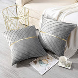 Kussenhoes, goudgrijs, fluweel, decoratief kussen voor woonkamer, 45 x 45 cm, bankkussen, luxueus zacht bankkussen, sierkussenhoes met verborgen ritssluiting, voor woonkamer, slaapkamer, set van 2
