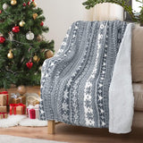 Bankdeken met dubbel micropluche sherpafleece, superzacht, geschikt voor alle seizoenen, pluizig pluche, knuffelig, dikke bankspreien, bloemmotief/grijs, 150 x 130 cm