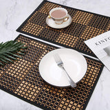 Bamboe placemats voor eettafel, placemats set van 4, vlekbestendige, hittebestendige placemats, duurzame en robuuste eetplacemats voor keukentafel (30 x 44 cm, zwart)