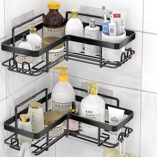 Shower Shelf No Drilling Corner, Bathroom Shower Shelf, Durable Stainless Steel Bathroom Shelf, No Drilling, Movable Bathroom Organiser Shelf, Bathroom Shelf for Shampoo and Shower Gel,
