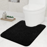 Antislip zachte mat voor toilet met uitsparing, afmetingen 51 x 61 cm, absorberende badmat, staand toilet, wasbaar, badmatten voor toilet, zwart.