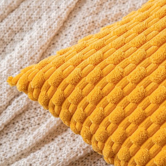 Cordsamt Kussenhoezen, decoratieve kussenhoezen, moderne bankkussens, zacht voor bank, woonkamer, slaapkamer, set van 2 stuks, 40 x 40 cm, donkergeel