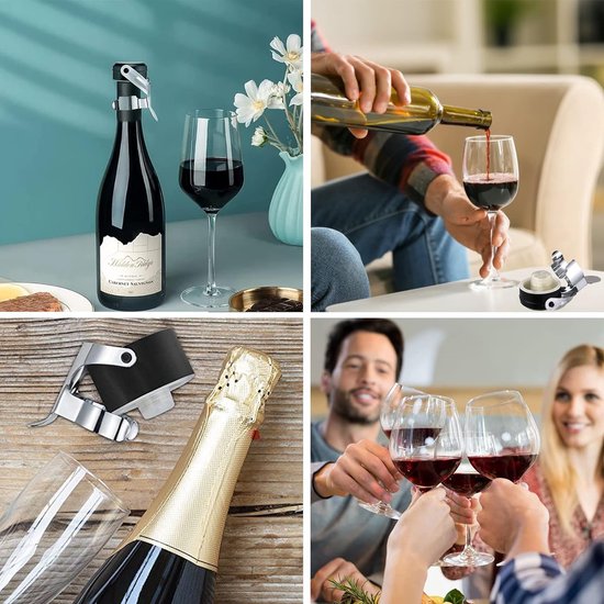 4 stuks flessendoppen met hendel, champagnesluiting, vacuüm, universele flessensluiting, champagnestopper, vacuüm-verzegelde champagnestop, flessensluitingen wijn, champagnesluiting, roestvrij staal