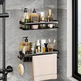 Doucheplank, doucheplank zonder boren, 2 stuks douchemandjes, douche-organizer met 4 kleefvlakken, 2 haken en 1 handdoekhouder, ruimte-aluminium, roestvrij, zwart