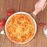 Pizzaschuiver, pizza schep metaal met houten handvat en roestvrij stalen metalen dienblad voor zelfgemaakte pizza's, gebak, deeg, brood, gebak enz. Heavy Duty ovenschuiver, 25 cm