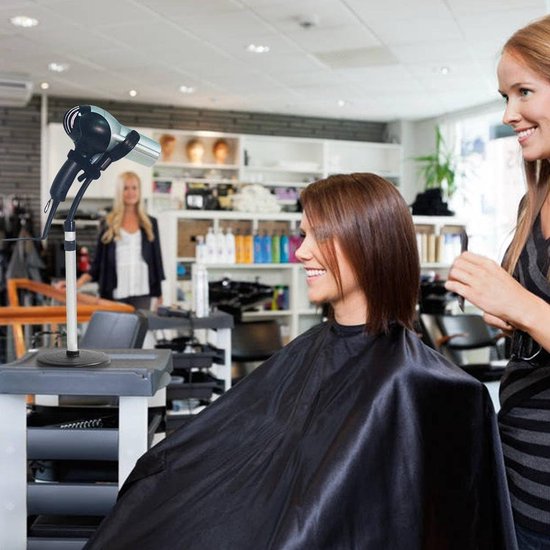 Föhnhouder, 360 graden instelbaar, roestvrij staal, handvrij, afneembare zuignap, standaard met klemhouder, 40 x 19 x 6 cm