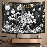 wandtapijt, ogen, wanddoek, menselijk skelet, wandtapijt, zwart-wit, esthetisch, hippie, gotisch wandtapijt voor slaapkamer, woondecoratie, wanddoeken, 150 x 130 cm