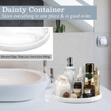 Cosmetische dienblad, ronde harsdienblad, keramische sieradendienblad, opbergbak, make-up-organizer, sieradenopbergdienblad, voor badkamer, toilettank, wastafel, wit marmerpatroon