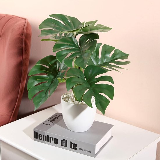 Kunstplant 40 cm kunstplanten in pot, voor indoor decoratie, thuis, bureau, badkamer, slaapkamer, woonkamer decoratie (4 stuks)