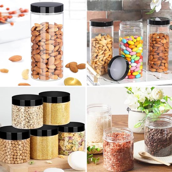 plastic opbergcontainers, opbergdoos keuken 8-delige opbergcontainerset (0,2L+0,4L+0,5L+1L) met deksel, opslagcontainers, cornflakes opbergdoos voor opslag granenmeel theekruiden