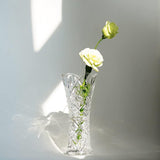 Bloemenvaas van helder glas, vaas van verdikt kristalglas voor bloemen, bloemenvazen in zonnebloemdesign voor de woonkamer, 19,3 x 9 cm
