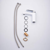 Wastafel-eengreepsmengkraan met één hendel, wit en chroom, 1-gaats wastafelarmatuur met armatuur,