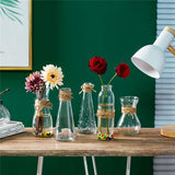 10 stuks heldere glazen bloemenvazen, glazen vazen Bud met touwdesign in verschillende unieke vormen, bloemenvaas middelpunt voor bruiloftsreceptie, bruidsreceptie, babyshower, feest.