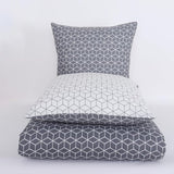 140x200 2-delig grijs - Oeko-TEX 80% katoen en 20% polyester, 1x dekbedovertrek met ritssluiting + 1x kussensloop 65x65 met envelopsluiting, puzzelmodel